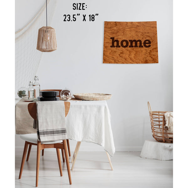 "Home" State Outline Wall Hanging (Available In All 50 States) Large Size Wall Hanging Shop LazerEdge WY - Wyoming Cherry 