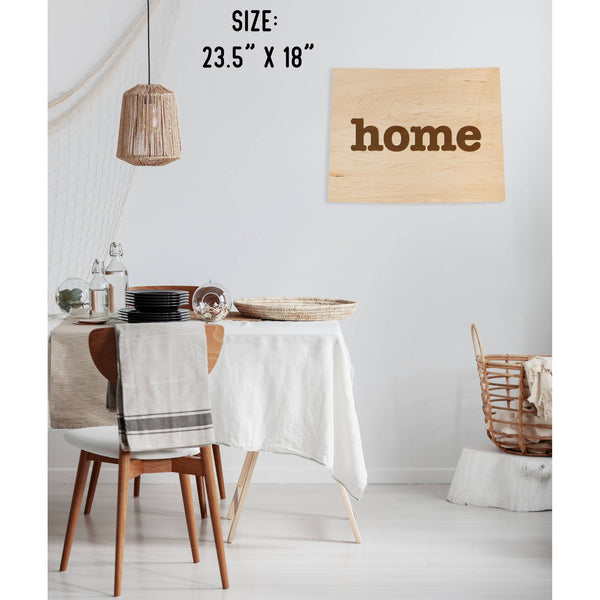 "Home" State Outline Wall Hanging (Available In All 50 States) Large Size Wall Hanging Shop LazerEdge WY - Wyoming Maple 