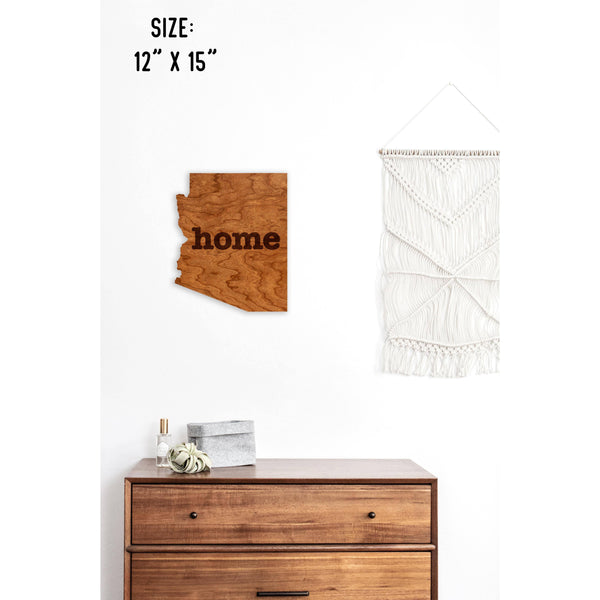 "Home" State Outline Wall Hanging (Available In All 50 States) Wall Hanging Shop LazerEdge AZ - Arizona Cherry 