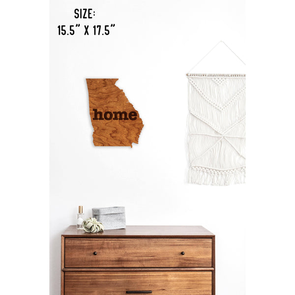 "Home" State Outline Wall Hanging (Available In All 50 States) Wall Hanging Shop LazerEdge GA - Georgia Cherry 