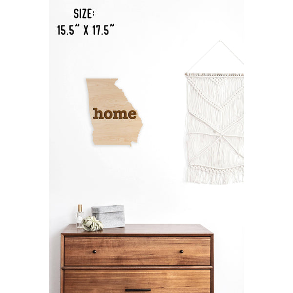 "Home" State Outline Wall Hanging (Available In All 50 States) Wall Hanging Shop LazerEdge GA - Georgia Maple 