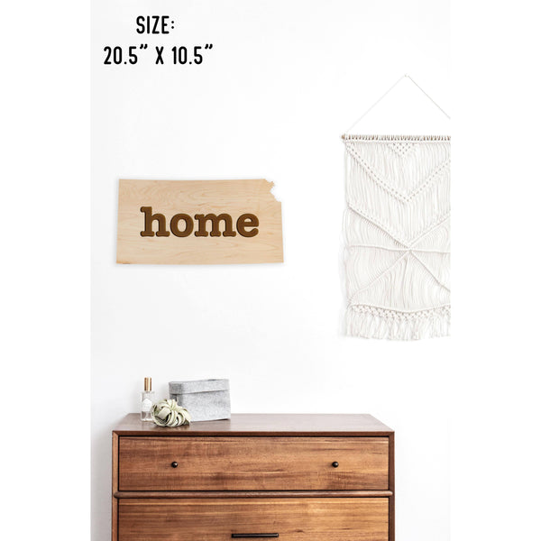 "Home" State Outline Wall Hanging (Available In All 50 States) Wall Hanging Shop LazerEdge KS - Kansas Maple 
