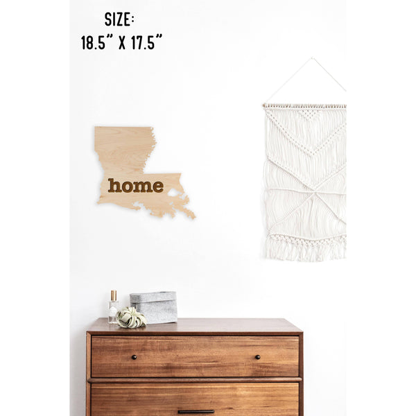 "Home" State Outline Wall Hanging (Available In All 50 States) Wall Hanging Shop LazerEdge LA - Louisiana Maple 