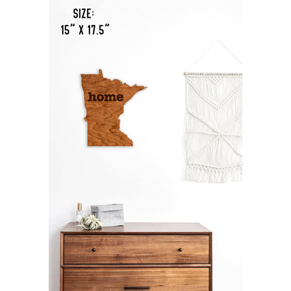 "Home" State Outline Wall Hanging (Available In All 50 States) Wall Hanging Shop LazerEdge MN - Minnesota Cherry 