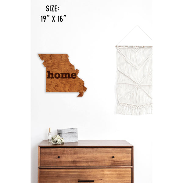"Home" State Outline Wall Hanging (Available In All 50 States) Wall Hanging Shop LazerEdge MO - Missouri Cherry 