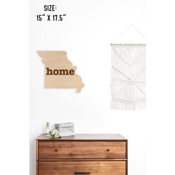 "Home" State Outline Wall Hanging (Available In All 50 States) Wall Hanging Shop LazerEdge MO - Missouri Maple 