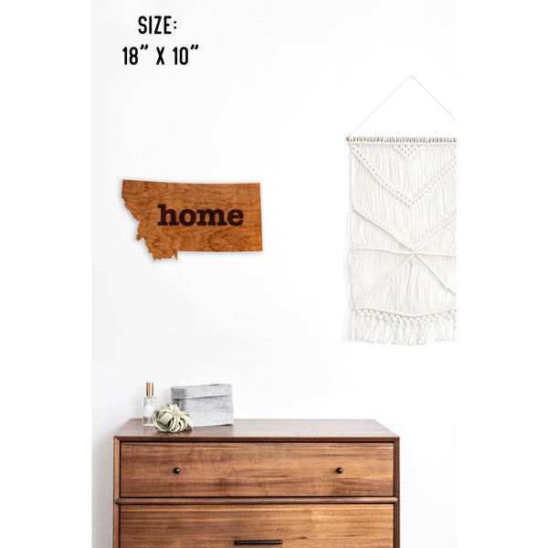 "Home" State Outline Wall Hanging (Available In All 50 States) Wall Hanging Shop LazerEdge MT - Montana Cherry 