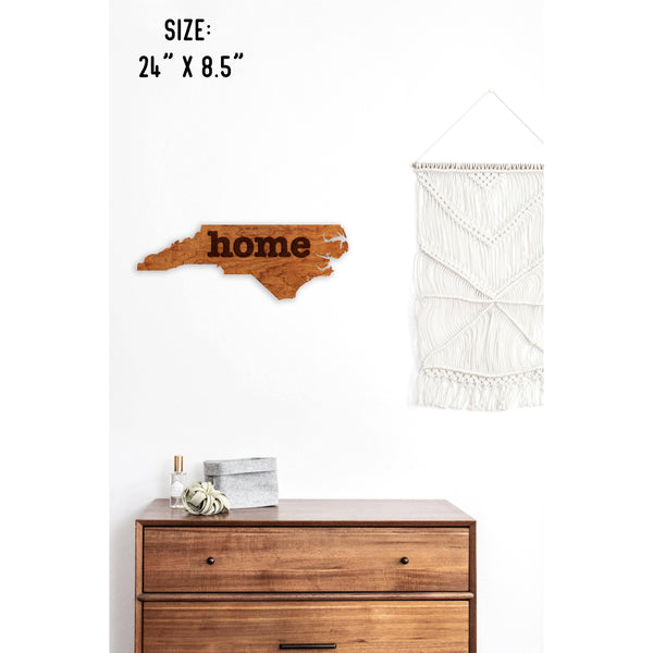 "Home" State Outline Wall Hanging (Available In All 50 States) Wall Hanging Shop LazerEdge NC - North Carolina Cherry 