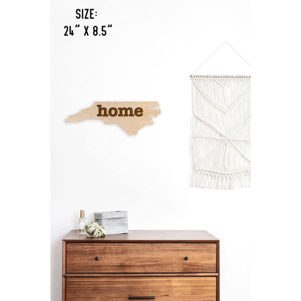 "Home" State Outline Wall Hanging (Available In All 50 States) Wall Hanging Shop LazerEdge NC - North Carolina Maple 