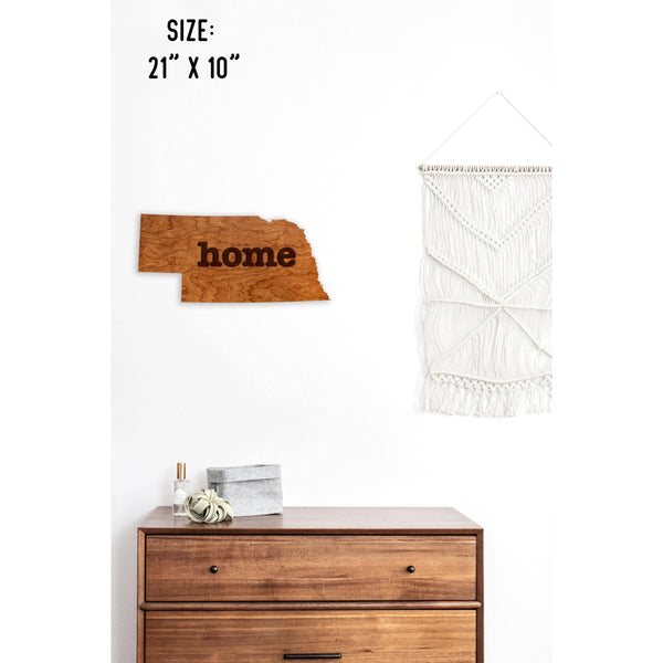 "Home" State Outline Wall Hanging (Available In All 50 States) Wall Hanging Shop LazerEdge NE - Nebraska Cherry 