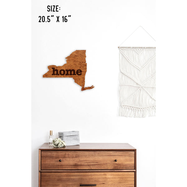 "Home" State Outline Wall Hanging (Available In All 50 States) Wall Hanging Shop LazerEdge NY - New York Cherry 