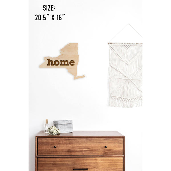 "Home" State Outline Wall Hanging (Available In All 50 States) Wall Hanging Shop LazerEdge NY - New York Maple 