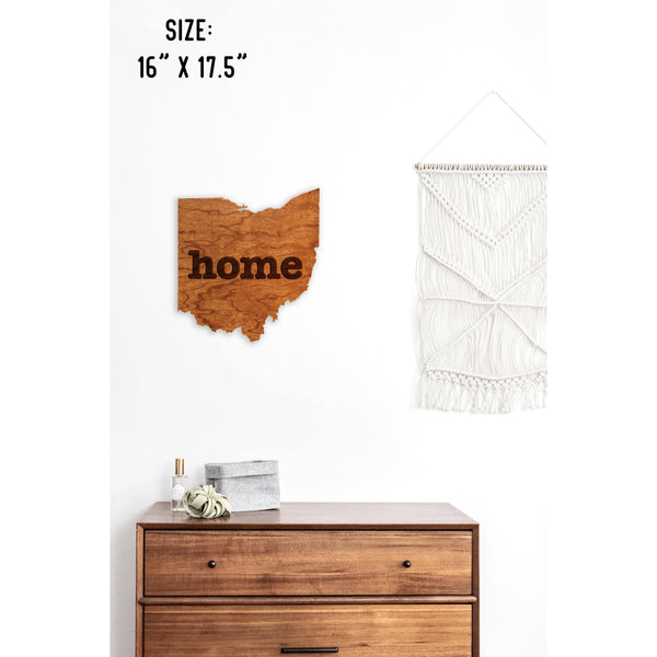 "Home" State Outline Wall Hanging (Available In All 50 States) Wall Hanging Shop LazerEdge OH - Ohio Cherry 