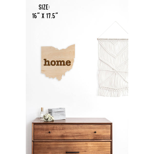 "Home" State Outline Wall Hanging (Available In All 50 States) Wall Hanging Shop LazerEdge OH - Ohio Maple 
