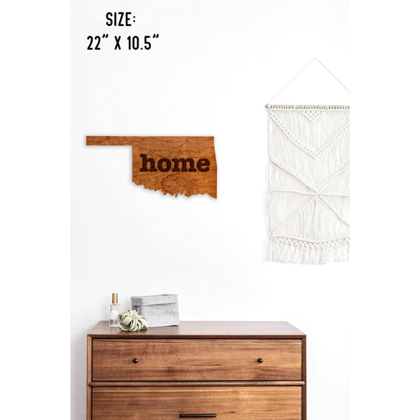 "Home" State Outline Wall Hanging (Available In All 50 States) Wall Hanging Shop LazerEdge OK - Oklahoma Cherry 