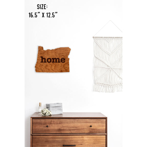 "Home" State Outline Wall Hanging (Available In All 50 States) Wall Hanging Shop LazerEdge OR - Oregon Cherry 
