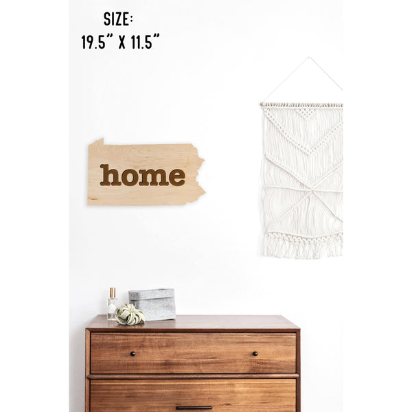 "Home" State Outline Wall Hanging (Available In All 50 States) Wall Hanging Shop LazerEdge PA - Pennsylvania Maple 