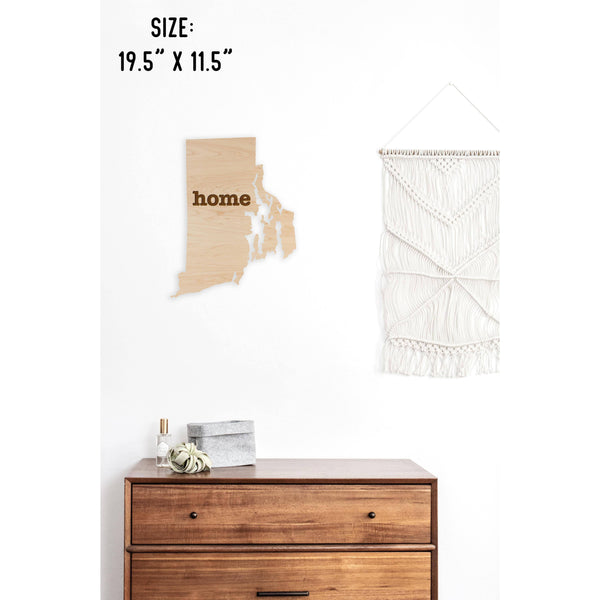 "Home" State Outline Wall Hanging (Available In All 50 States) Wall Hanging Shop LazerEdge RI - Rhode Island Maple 