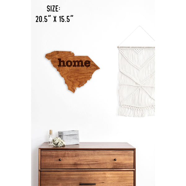 "Home" State Outline Wall Hanging (Available In All 50 States) Wall Hanging Shop LazerEdge SC - South Carolina Cherry 