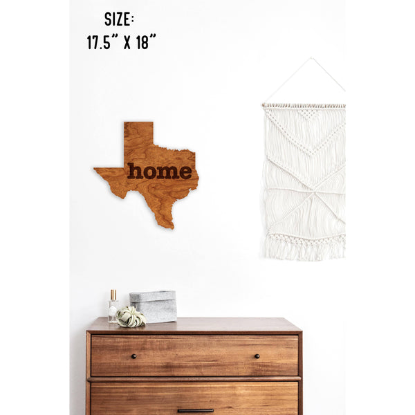 "Home" State Outline Wall Hanging (Available In All 50 States) Wall Hanging Shop LazerEdge TX - Texas Cherry 