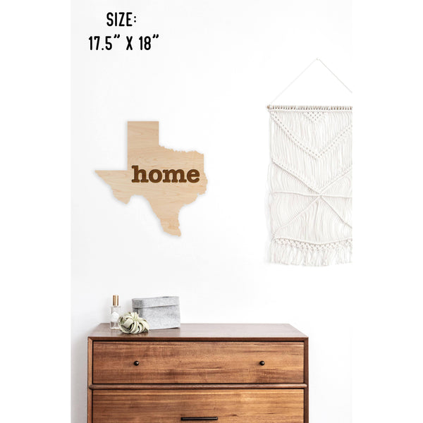 "Home" State Outline Wall Hanging (Available In All 50 States) Wall Hanging Shop LazerEdge TX - Texas Maple 