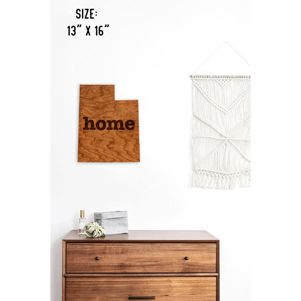 "Home" State Outline Wall Hanging (Available In All 50 States) Wall Hanging Shop LazerEdge UT - Utah Cherry 