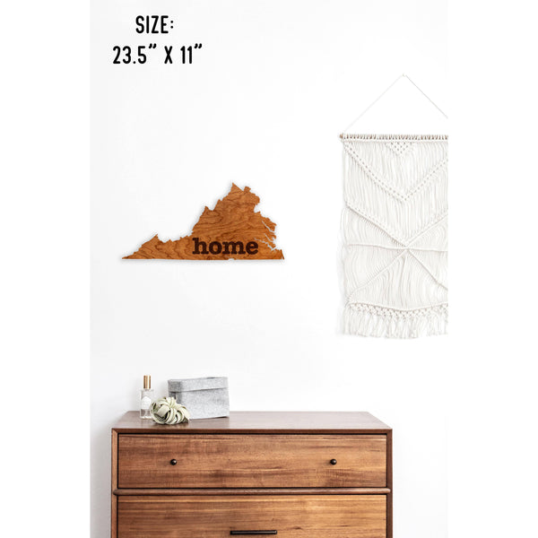 "Home" State Outline Wall Hanging (Available In All 50 States) Wall Hanging Shop LazerEdge VA - Virginia Cherry 