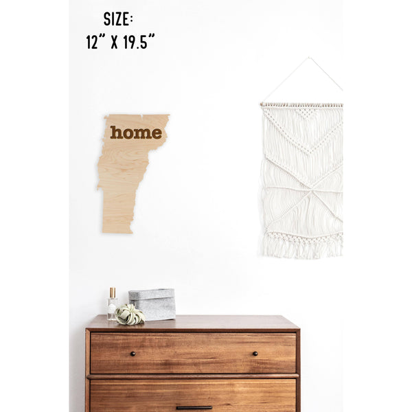 "Home" State Outline Wall Hanging (Available In All 50 States) Wall Hanging Shop LazerEdge VT - Vermont Maple 