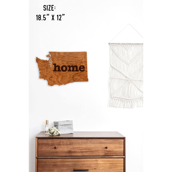 "Home" State Outline Wall Hanging (Available In All 50 States) Wall Hanging Shop LazerEdge WA - Washington Cherry 