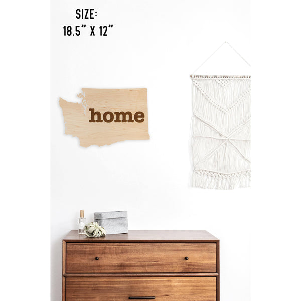 "Home" State Outline Wall Hanging (Available In All 50 States) Wall Hanging Shop LazerEdge WA - Washington Maple 