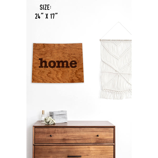 "Home" State Outline Wall Hanging (Available In All 50 States) Wall Hanging Shop LazerEdge WY - Wyoming Cherry 