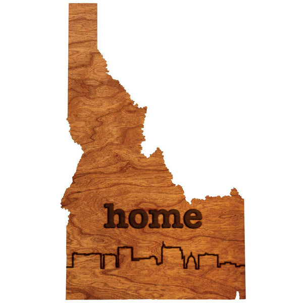 "Home" State Outline Wall Hanging With Custom Engraving on Back (Available In All 50 States) Large Size Wall Hanging Shop LazerEdge ID - Idaho Cherry 