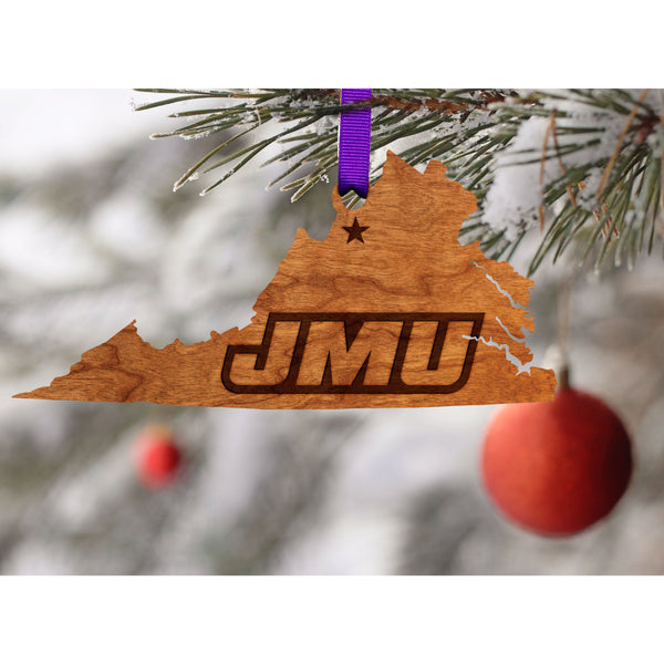 James Madison University - Ornament - VA Cutout with JMU Letters - by LazerEdge Ornament LazerEdge 