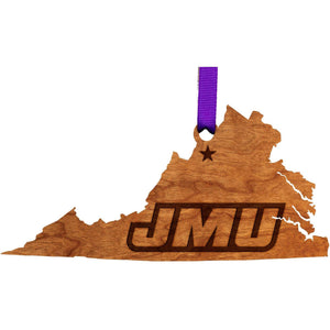 James Madison University - Ornament - VA Cutout with JMU Letters - by LazerEdge Ornament LazerEdge 