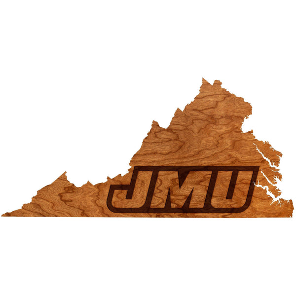 James Madison University - Wall Hanging - State Map - Virginia with "JMU" Letters Cutout Wall Hanging Shop LazerEdge 