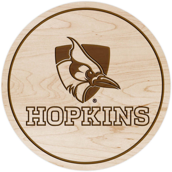 Johns Hopkins Blue Jay Coaster "Hopkins" with Blue Jay Coaster LazerEdge Maple 
