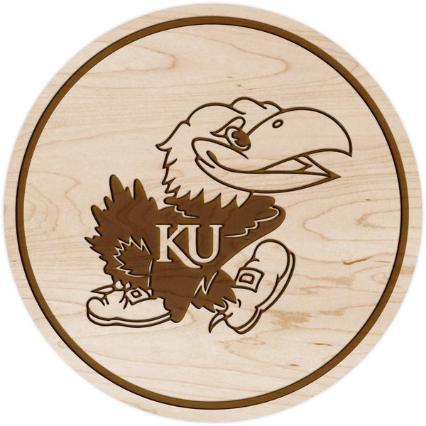 Kansas Jayhawk Coaster Jayhawk Coaster LazerEdge Maple 