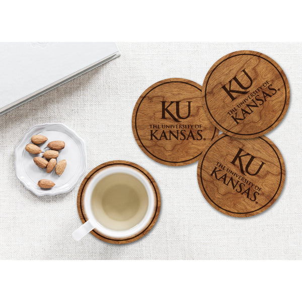 Kansas Jayhawk Coaster "KU" over Full Name Coaster Shop LazerEdge 