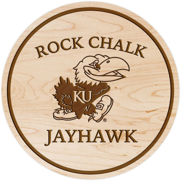 Kansas Jayhawk Coaster Rock Chalk Coaster Shop LazerEdge Maple 