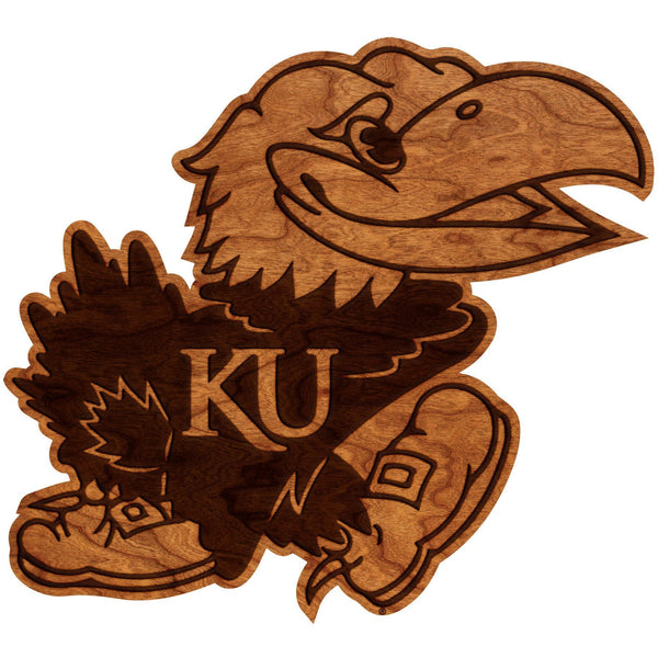 Kansas - Wall Hanging - Crafted from Cherry or Maple Wood Wall Hanging LazerEdge Standard Cherry Jayhawk