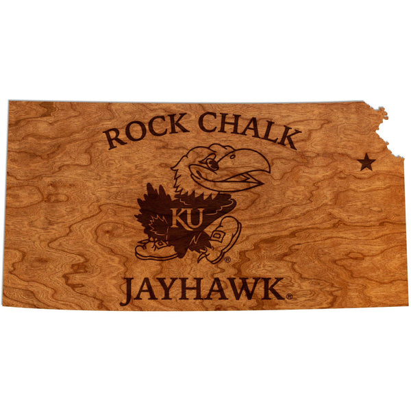 Kansas - Wall Hanging - Crafted from Cherry or Maple Wood Wall Hanging LazerEdge Standard Cherry Rock Chalk