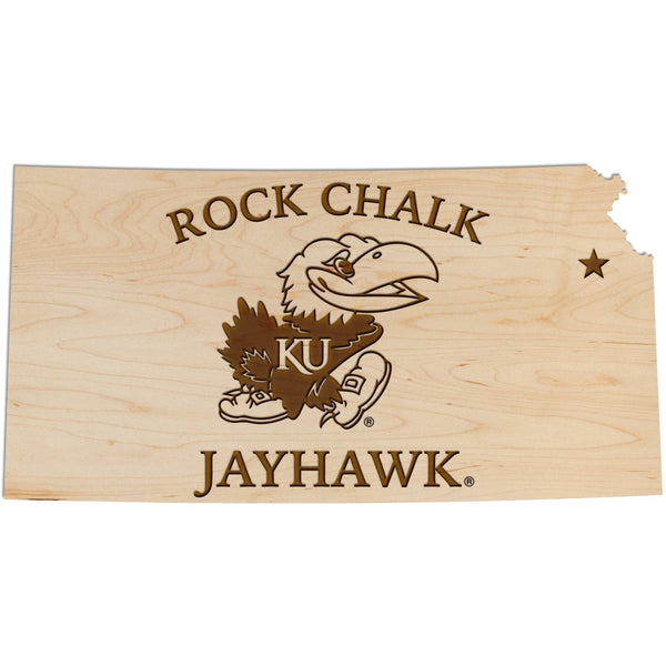 Kansas - Wall Hanging - Crafted from Cherry or Maple Wood Wall Hanging LazerEdge Standard Maple Rock Chalk