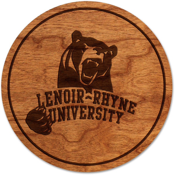 Lenoir-Rhyne - Coasters - Crafted from Cherry or Maple Wood Coaster LazerEdge Cherry Lenoir-Rhyne Bear 