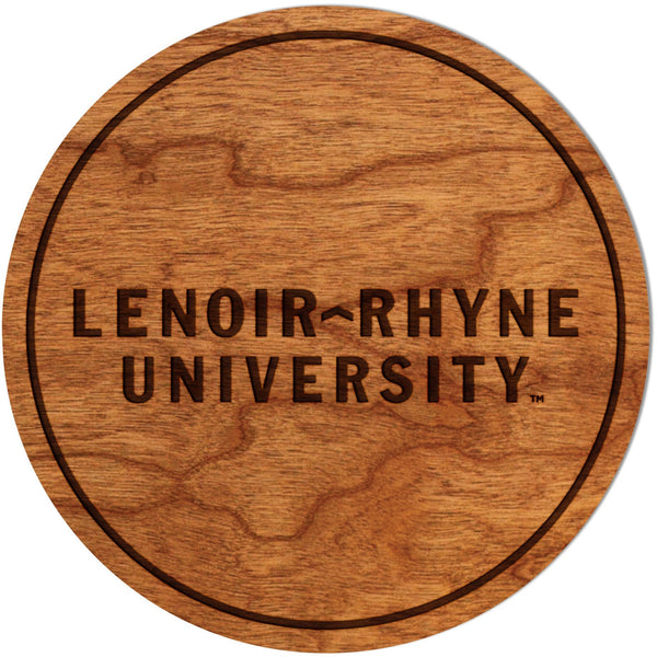 Lenoir-Rhyne - Coasters - Crafted from Cherry or Maple Wood Coaster LazerEdge Cherry Lenoir-Rhyne Wordmark 