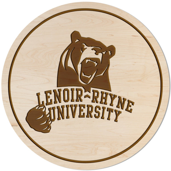 Lenoir-Rhyne - Coasters - Crafted from Cherry or Maple Wood Coaster LazerEdge Maple Lenoir-Rhyne Bear 