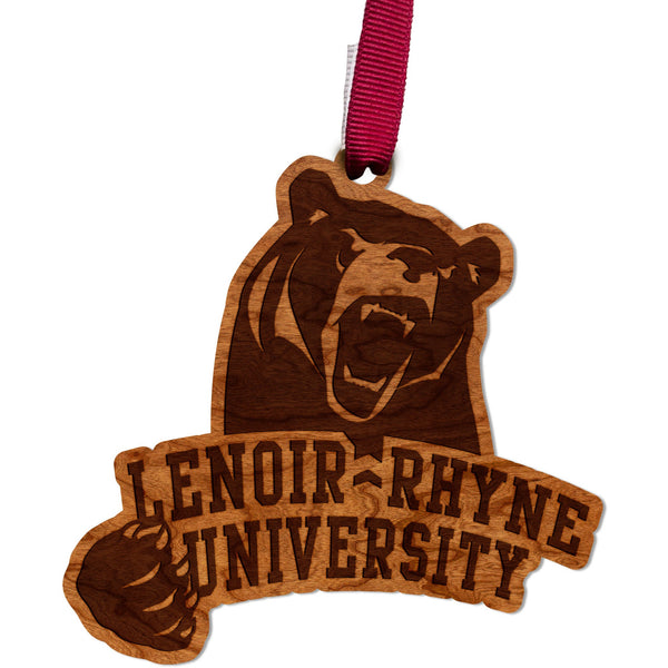 Lenoir-Rhyne - Ornament - Crafted from Cherry or Maple Wood Ornament LazerEdge Cherry Lenoir-Rhyne Bear 