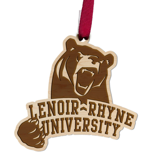 Lenoir-Rhyne - Ornament - Crafted from Cherry or Maple Wood Ornament LazerEdge Maple Lenoir-Rhyne Bear 