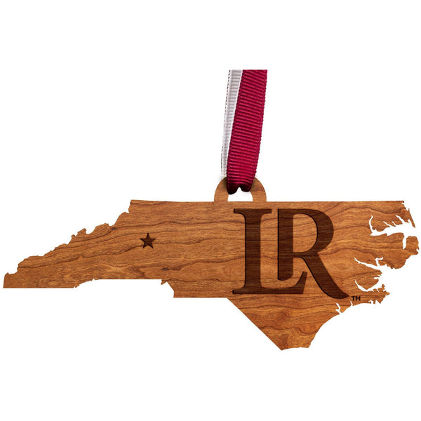 Lenoir-Rhyne - Ornament - Crafted from Cherry or Maple Wood Ornament LazerEdge Cherry LR on State 