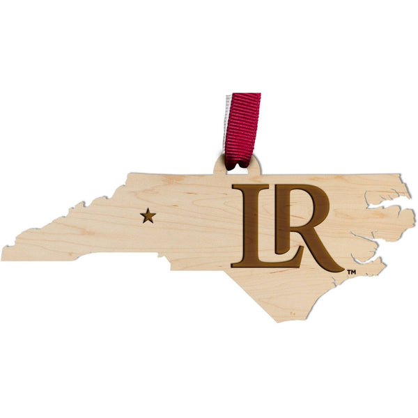 Lenoir-Rhyne - Ornament - Crafted from Cherry or Maple Wood Ornament LazerEdge Maple LR on State 