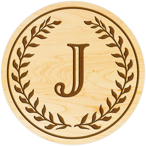 Letter Initial Coasters (First or Last Name) Coaster Shop LazerEdge J Maple Wood (Lighter) 
